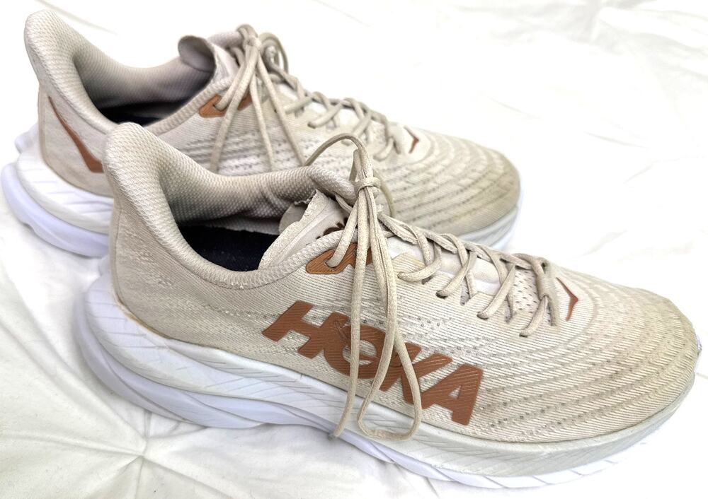 HOKA Mach 5 Running Shoes Women's 7 White Copper Road Running Sneakers EU 38.5
